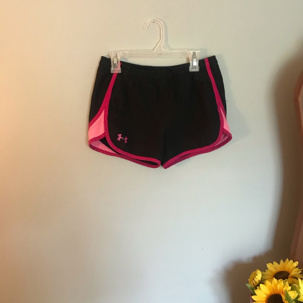 Under Armour Black athletic shorts with pink trim